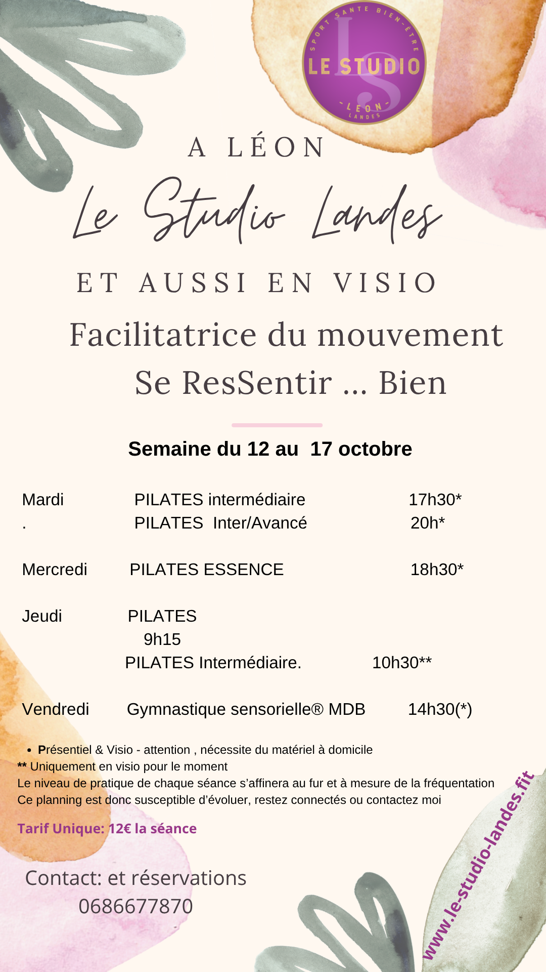planning semaine du 12 octobre le studio pilates Léon 40 planning semaine du 12 octobre le studio pilates Léon 40